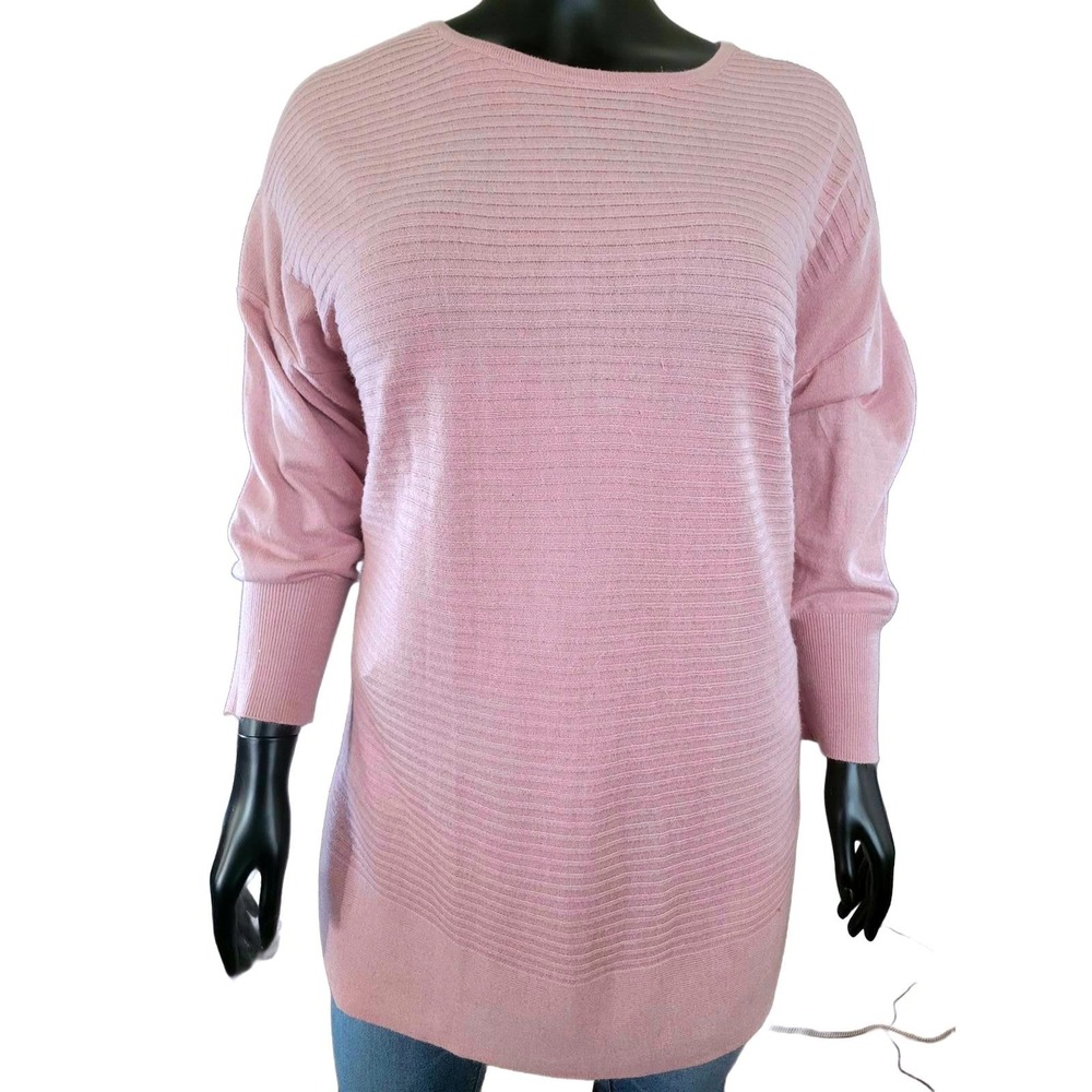Avenue Soft Pink Long Boatneck Tunic Sweater Plus Size 22/24